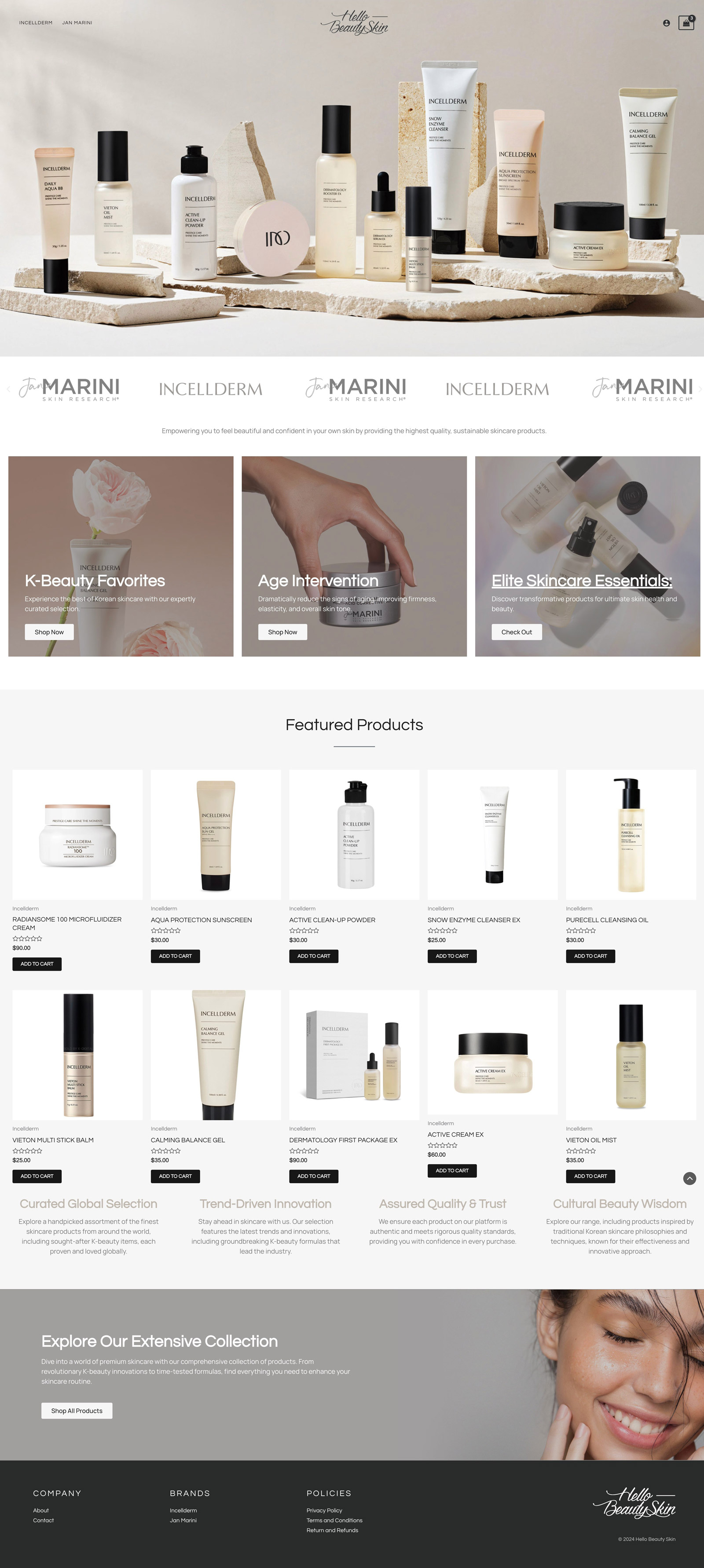 Hello Beauty Skin Homepage