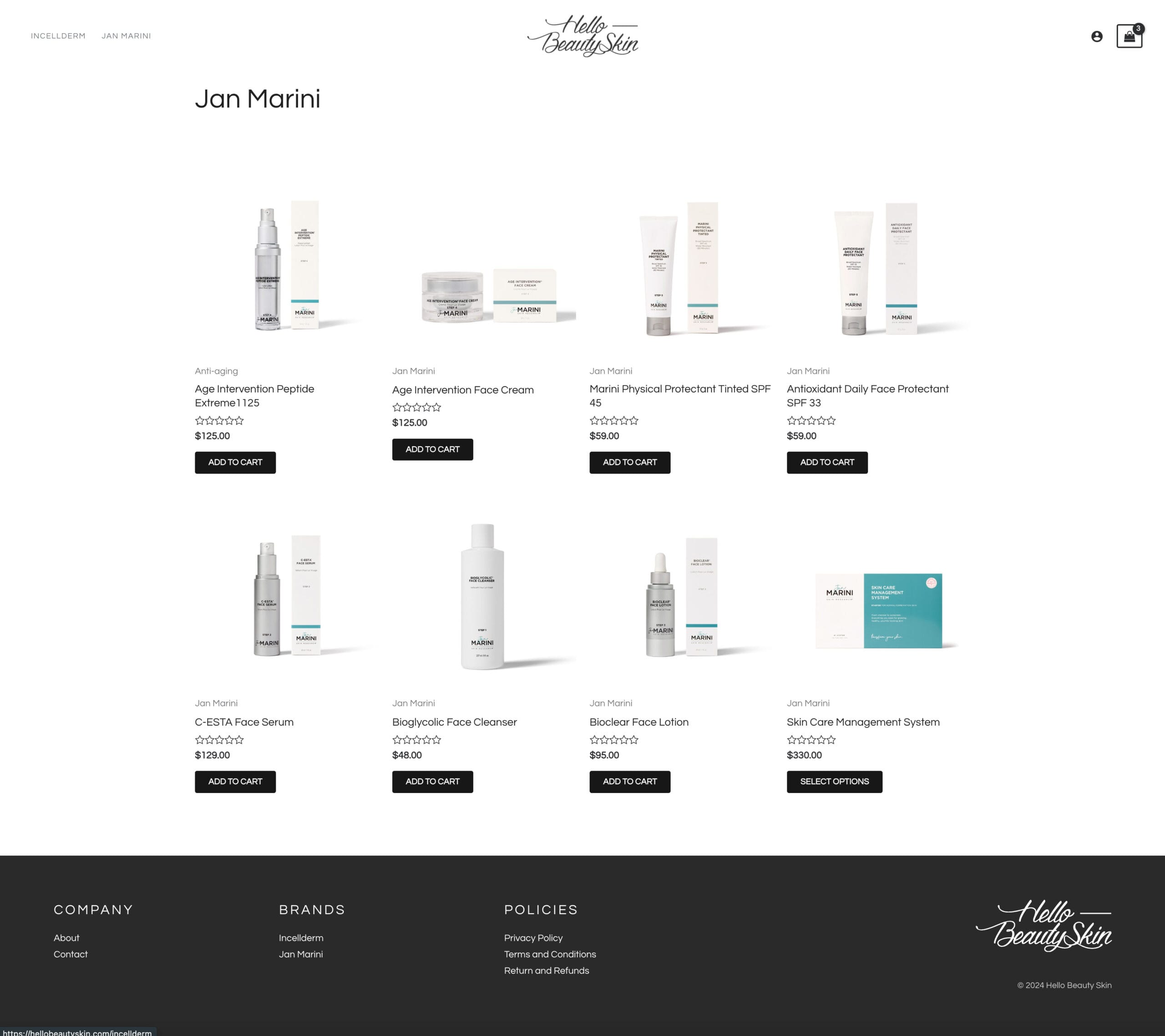 Hello Beauty Skin Website Shop Page