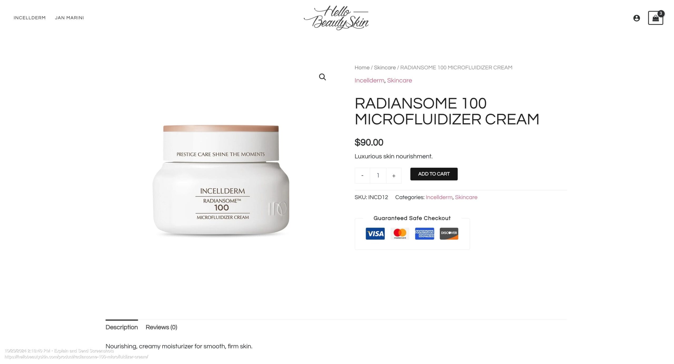 Hello Beauty Skin Website Detail Page